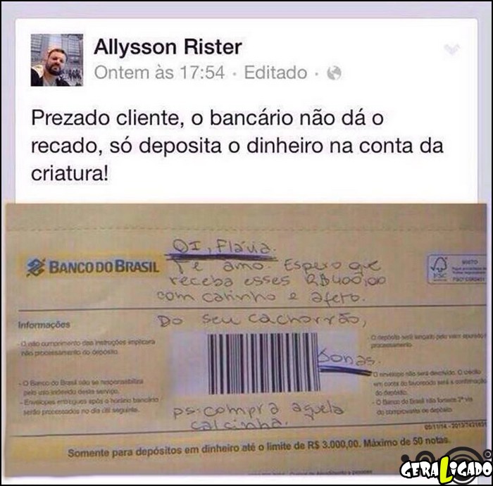 1 Não é assim que funciona os depósitos