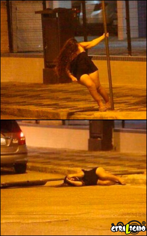 1 Gordinha foi fazer pole dance no poste e