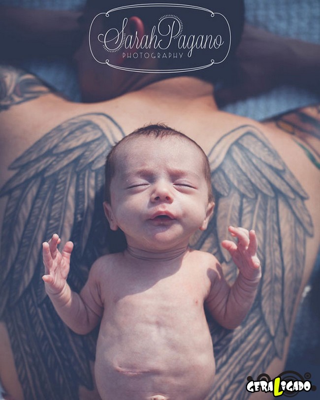 Imagens de lindos bebês com seus pais tatuados