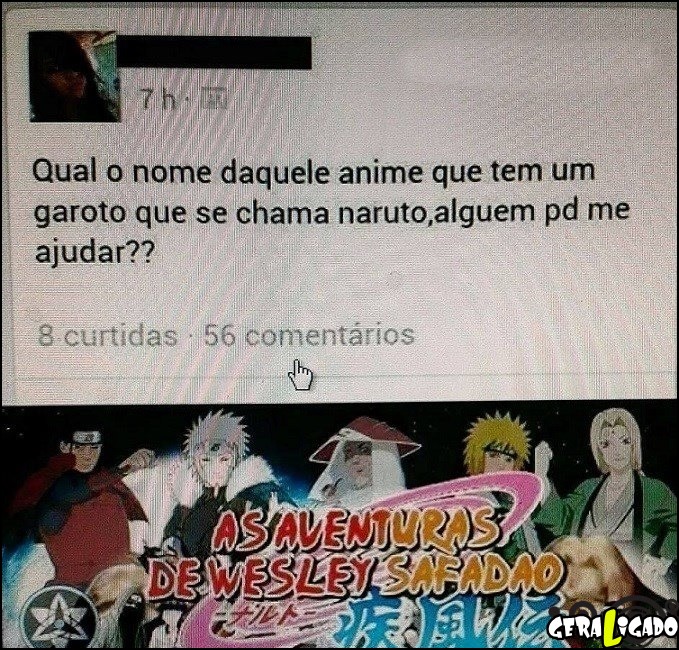 1 Nome do anime que tem um gatoro chamado Naruto