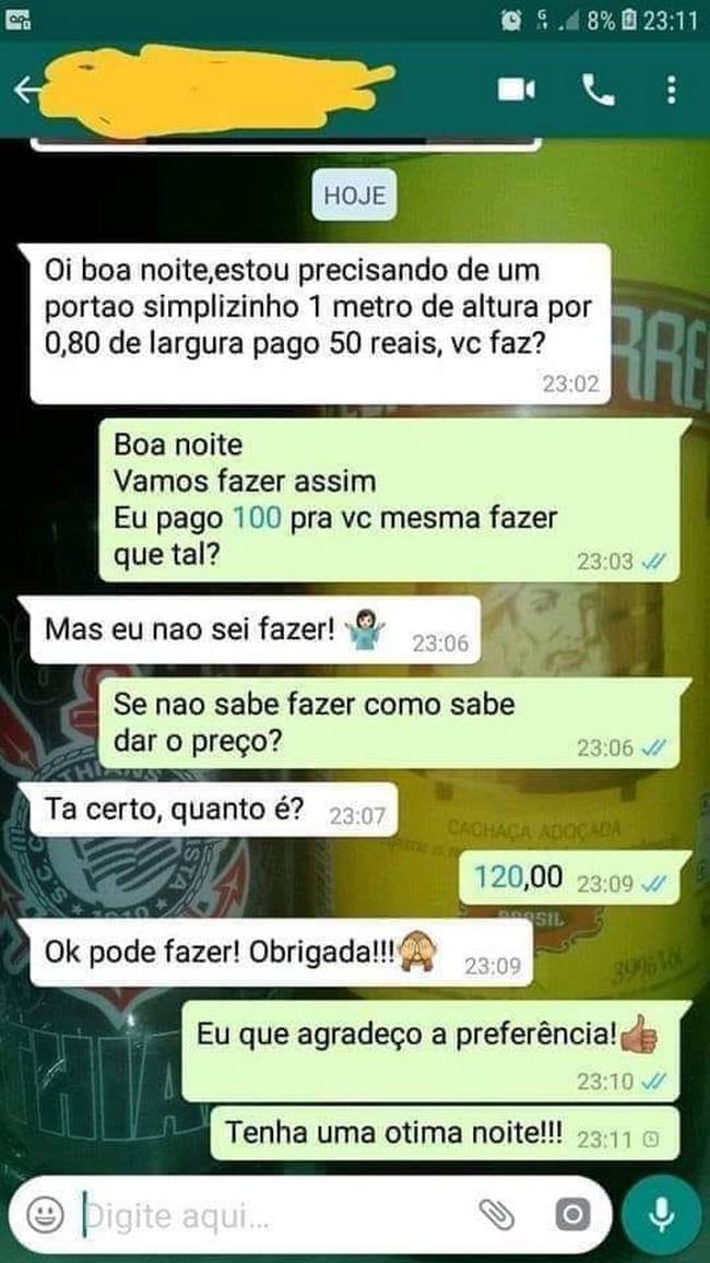 O serralheiro deu nos dedo.