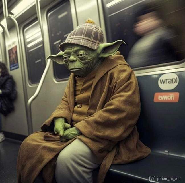 Heróis viajando de metrô 4